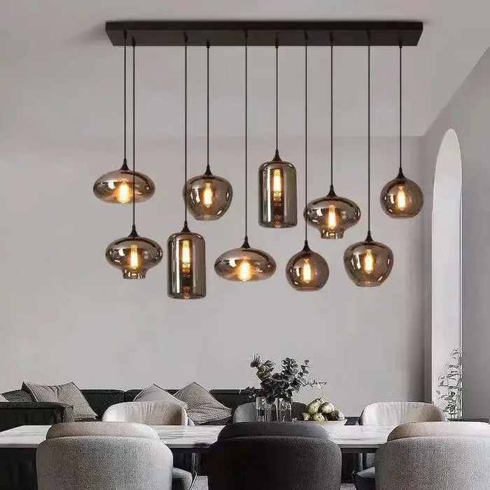 10 stycken Taklampa glas mässing